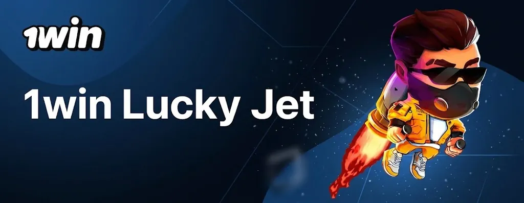 Lucky Jet pe 1win: personajul Lucky Joe zburând cu jetpack-ul
